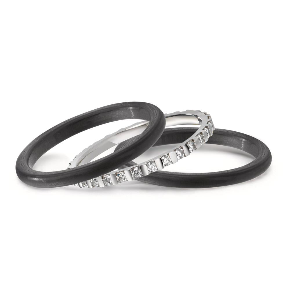 Ring set Platinum 950, Carbon Diamond