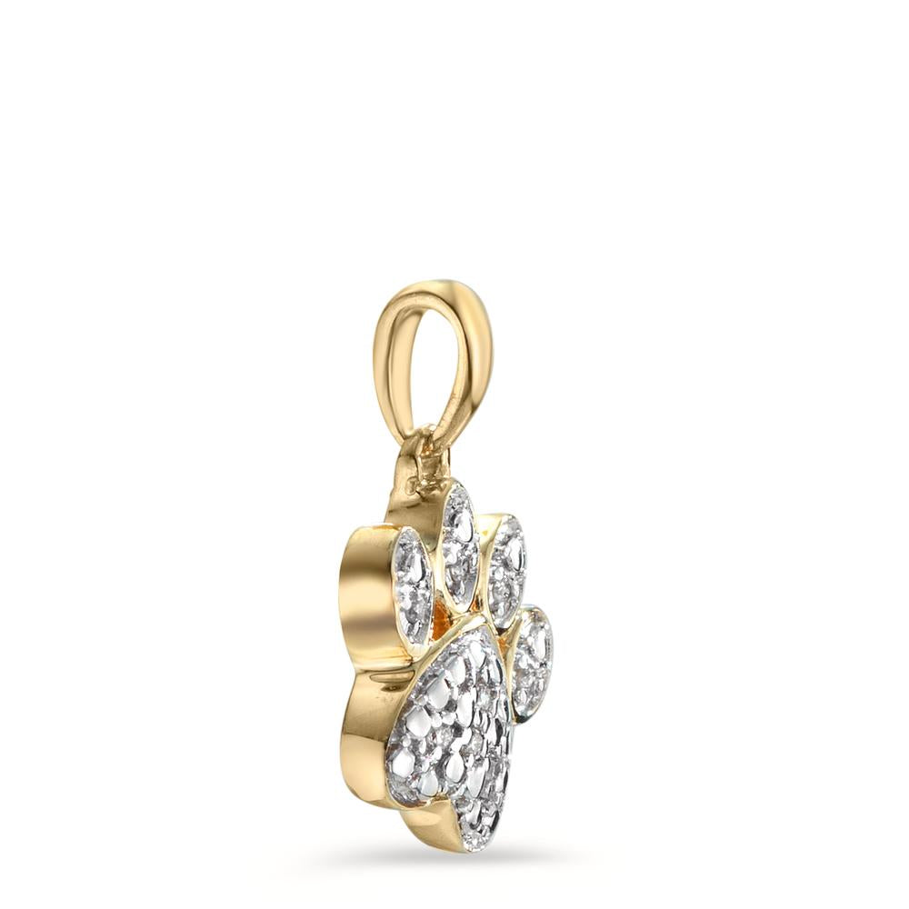 Pendant 9k Yellow Gold Diamond 0.02 ct, 8 Stones, w-si Bicolor Paw Ø9 mm