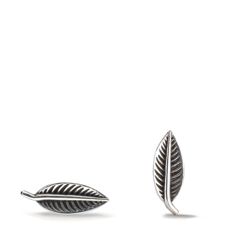 Stud earrings Silver Patinated Leaf