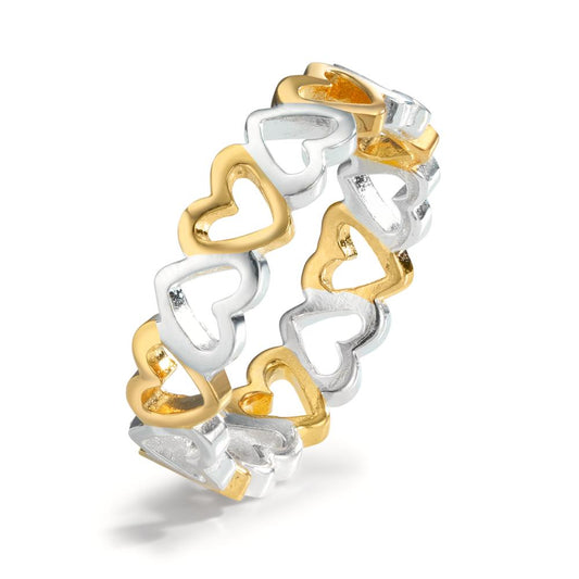 Ring Silver Yellow Bicolor Heart