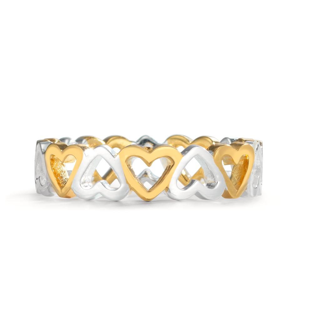 Ring Silver Yellow Bicolor Heart