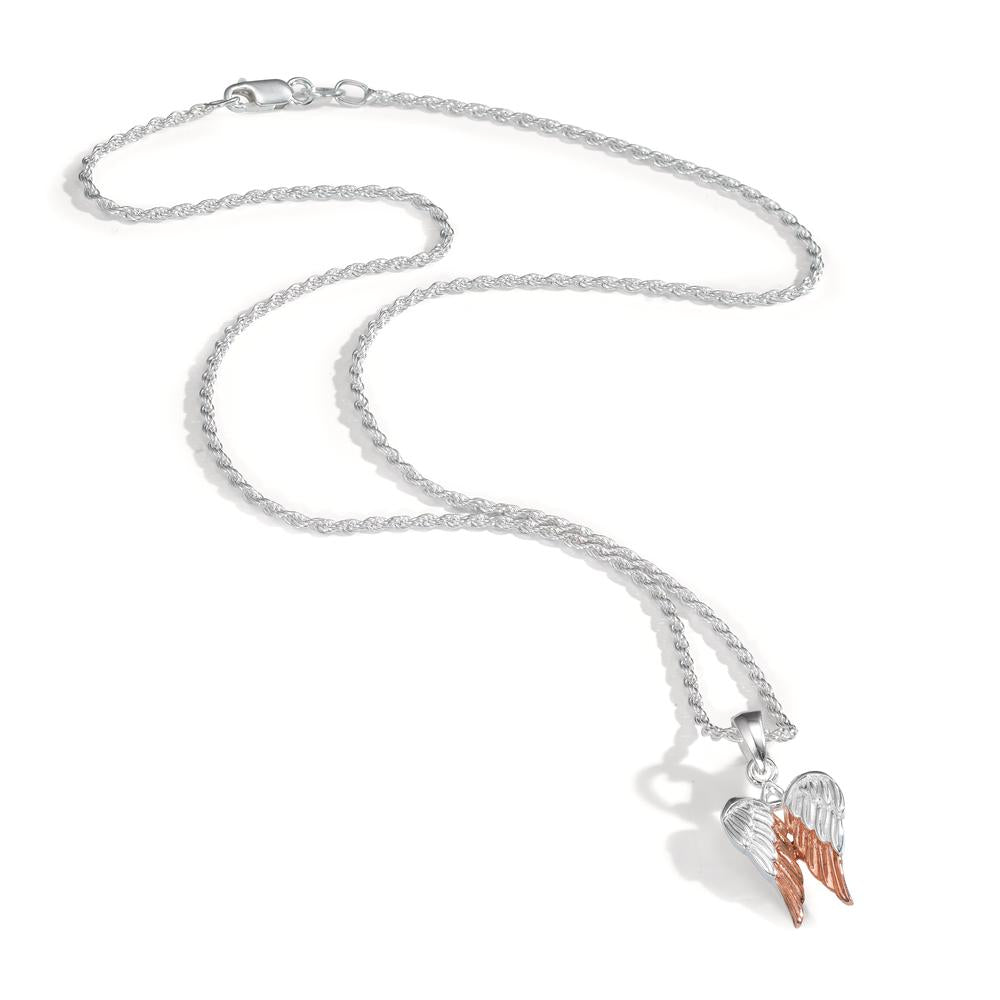 Necklace with pendant Silver Rose Bicolor Wing 42 cm