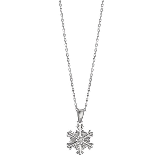 Necklace with pendant Silver Zirconia 7 Stones Snowflake 40-42 cm Ø13 mm