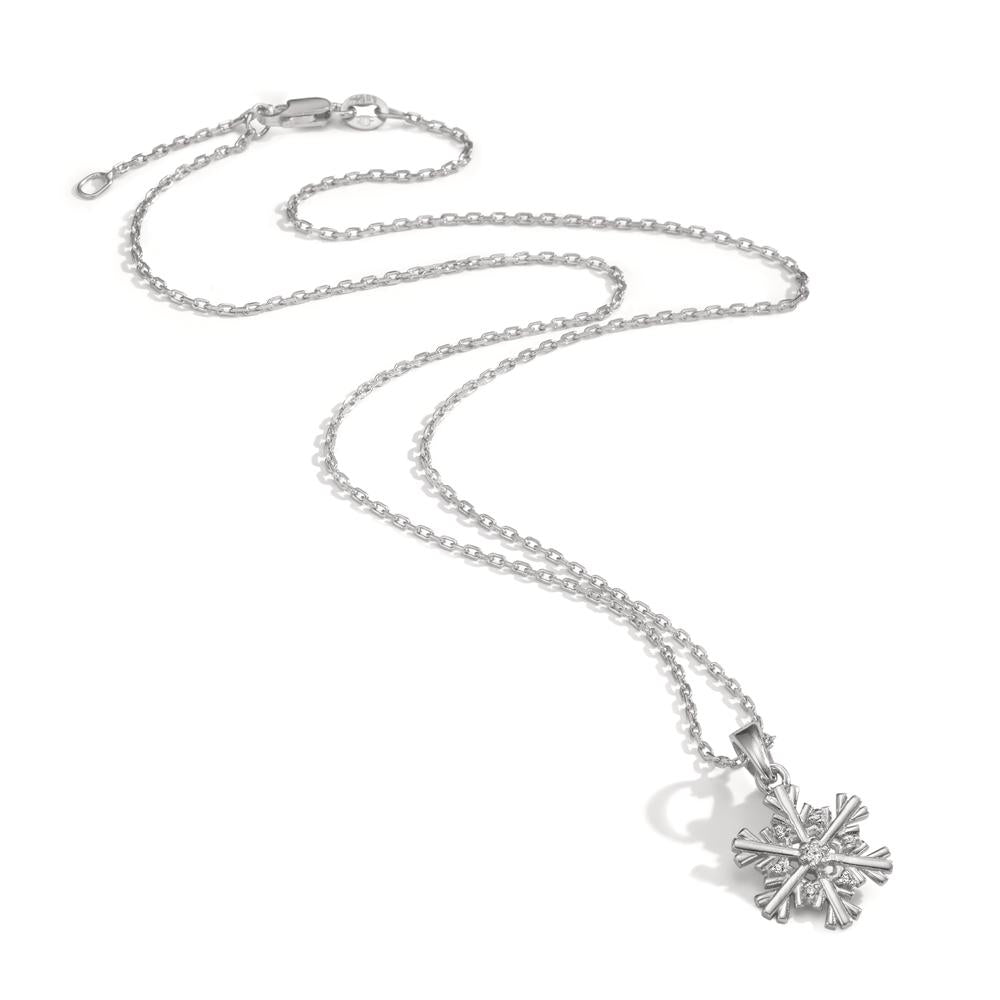 Necklace with pendant Silver Zirconia 7 Stones Snowflake 40-42 cm Ø13 mm