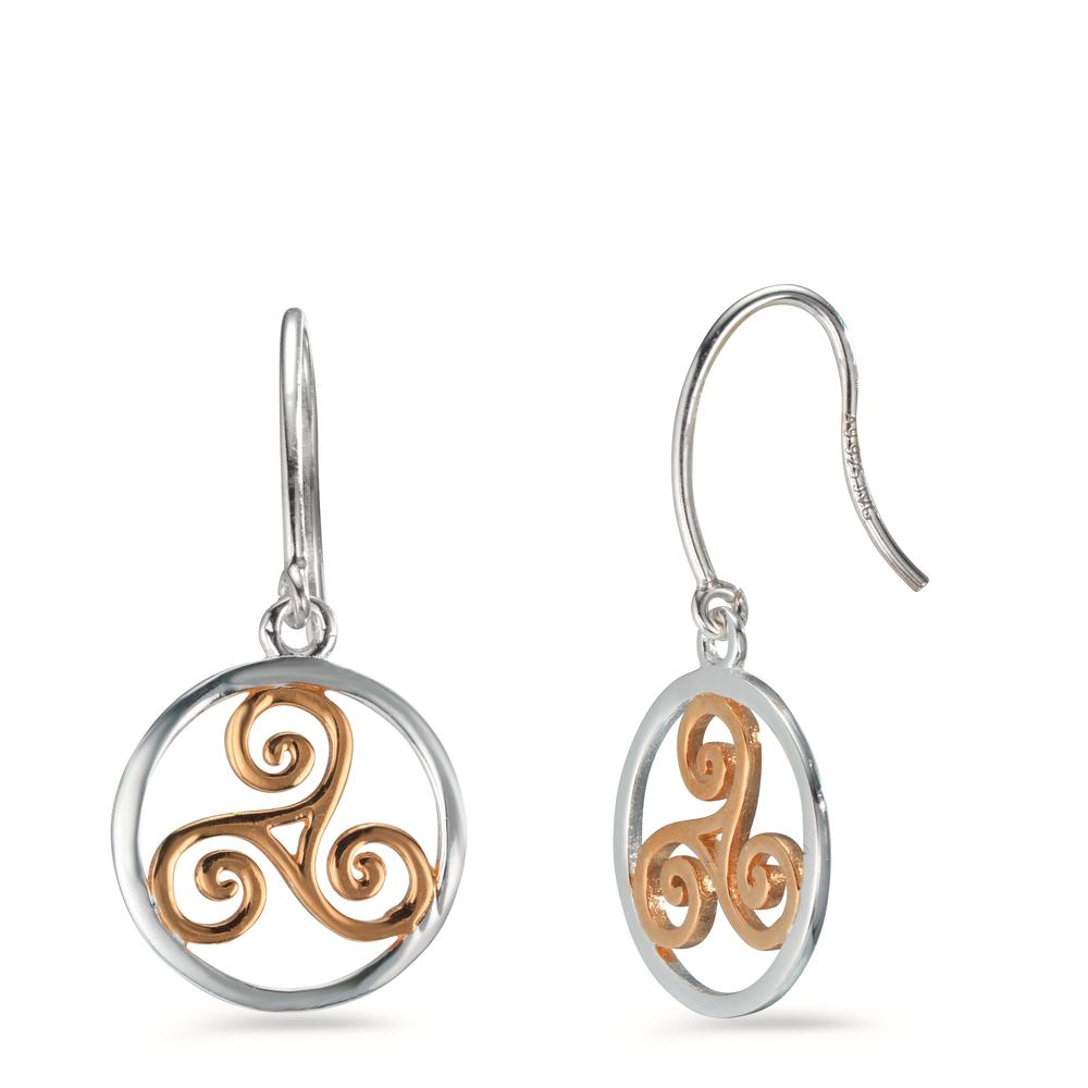 Drop Earrings Silver Rose Bicolor