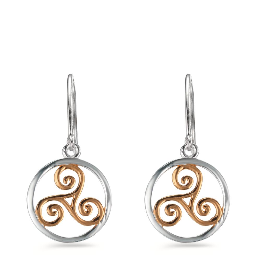 Drop Earrings Silver Rose Bicolor