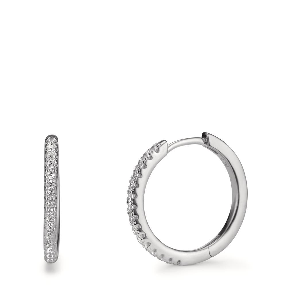 Hinged hoop Silver Zirconia 30 Stones Rhodium plated