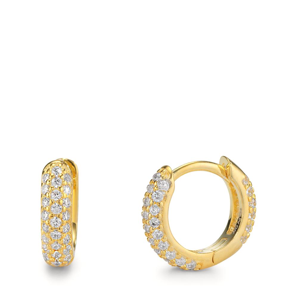 Hinged hoop Silver Zirconia Yellow Gold plated