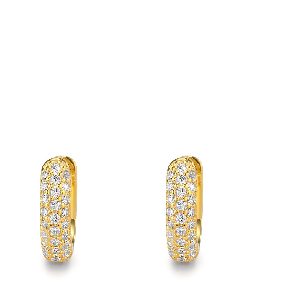 Hinged hoop Silver Zirconia Yellow Gold plated