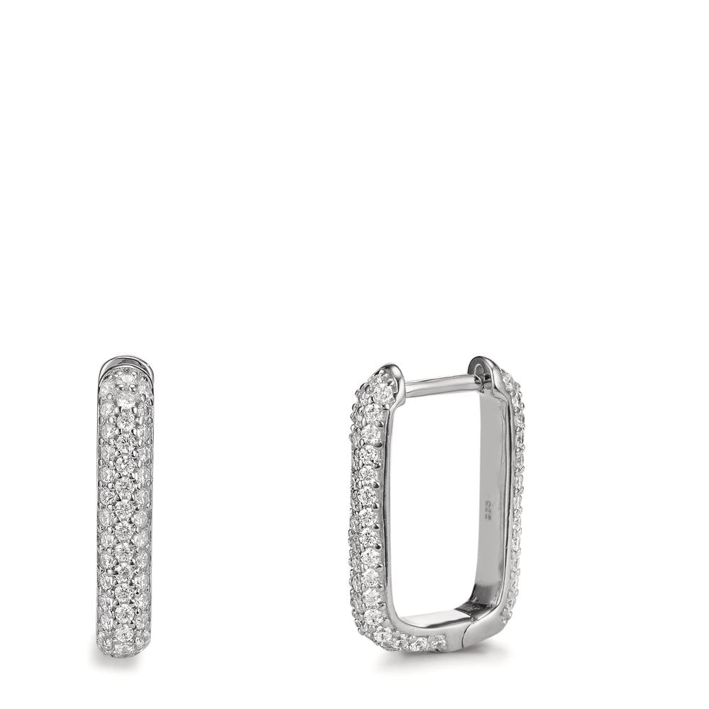 Hinged hoop Silver Zirconia Rhodium plated