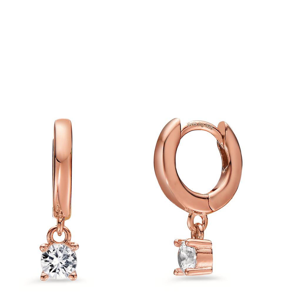 Hinged hoop Silver Zirconia 2 Stones Rose Gold plated