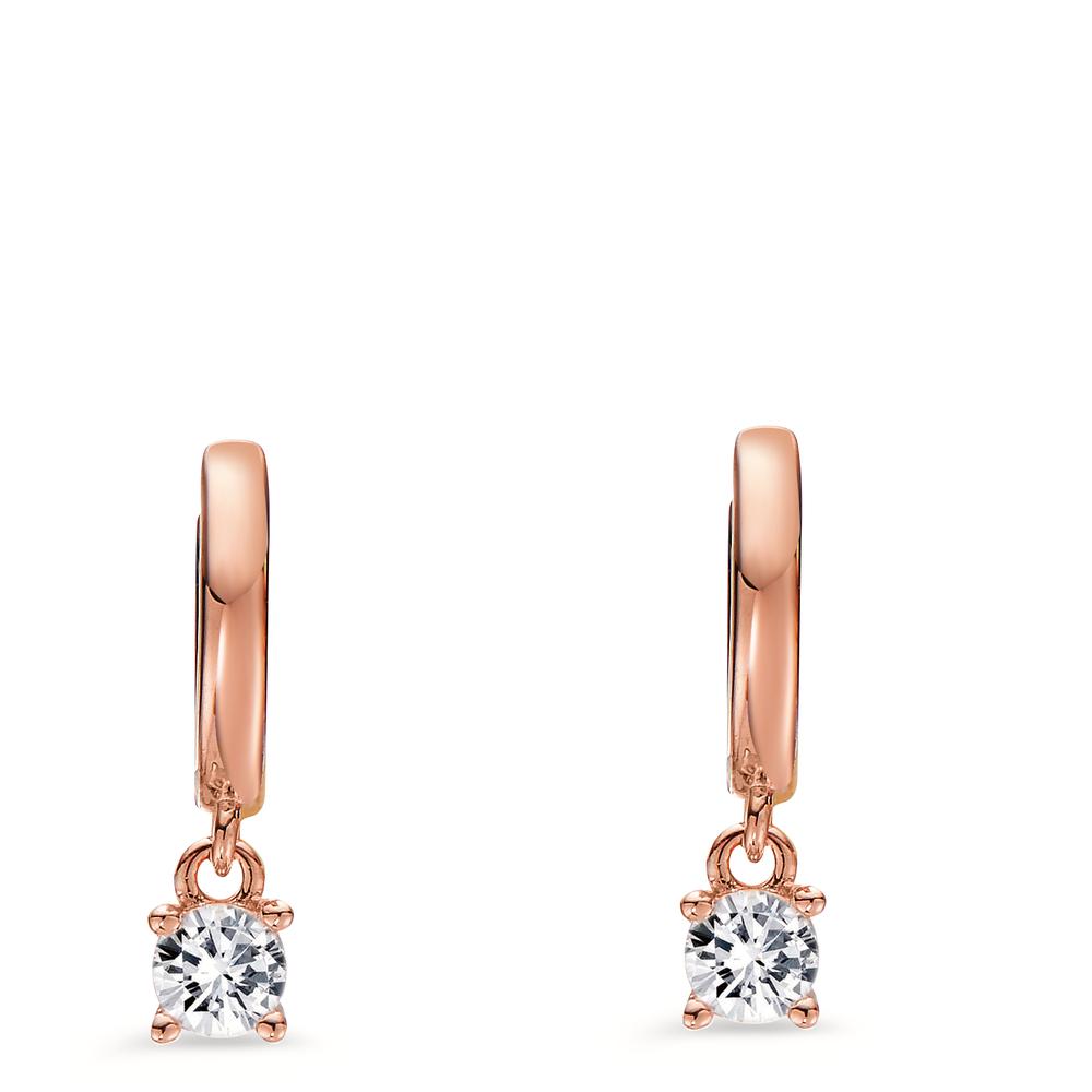 Hinged hoop Silver Zirconia 2 Stones Rose Gold plated