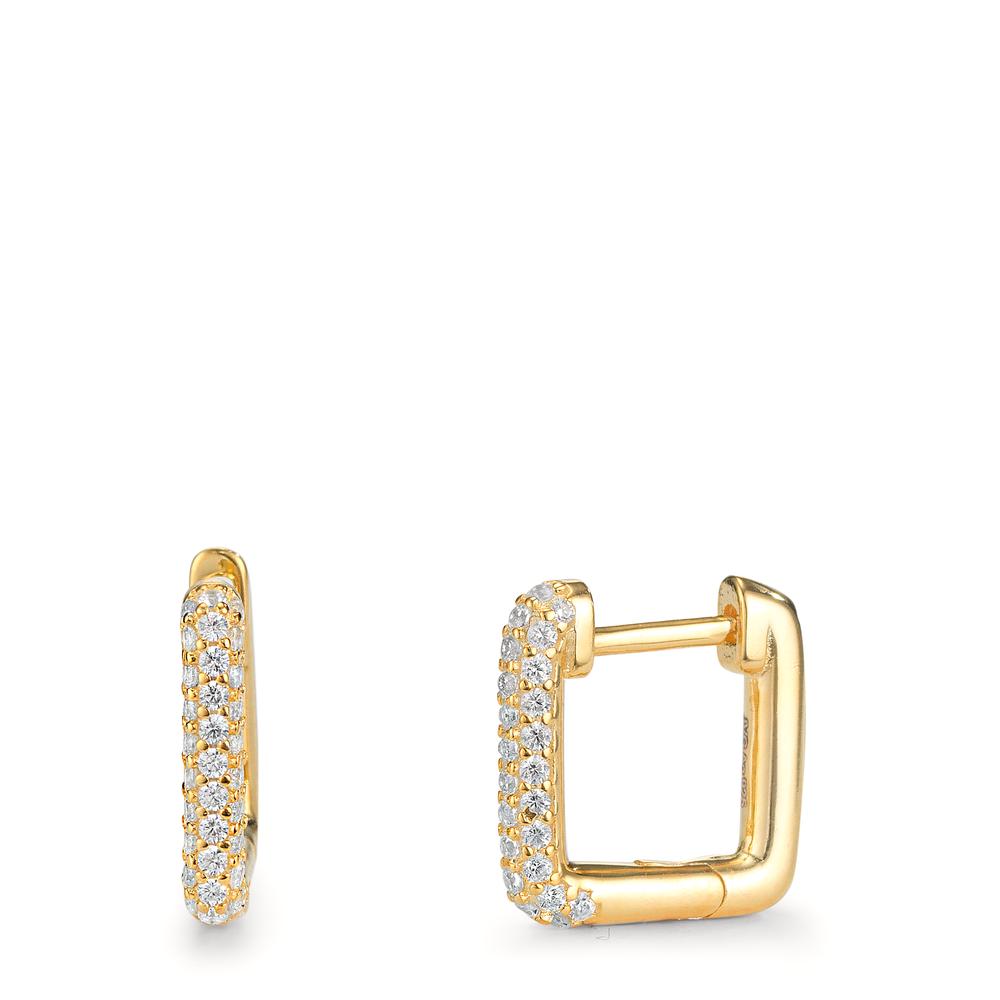 Hinged hoop Silver Zirconia Yellow Gold plated