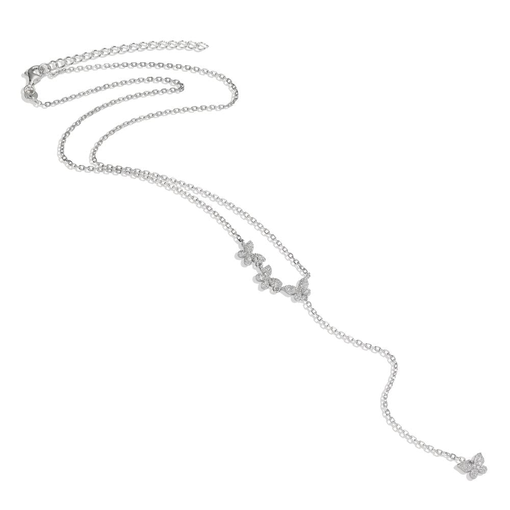 Necklace Silver Zirconia Rhodium plated Butterfly 40-45 cm