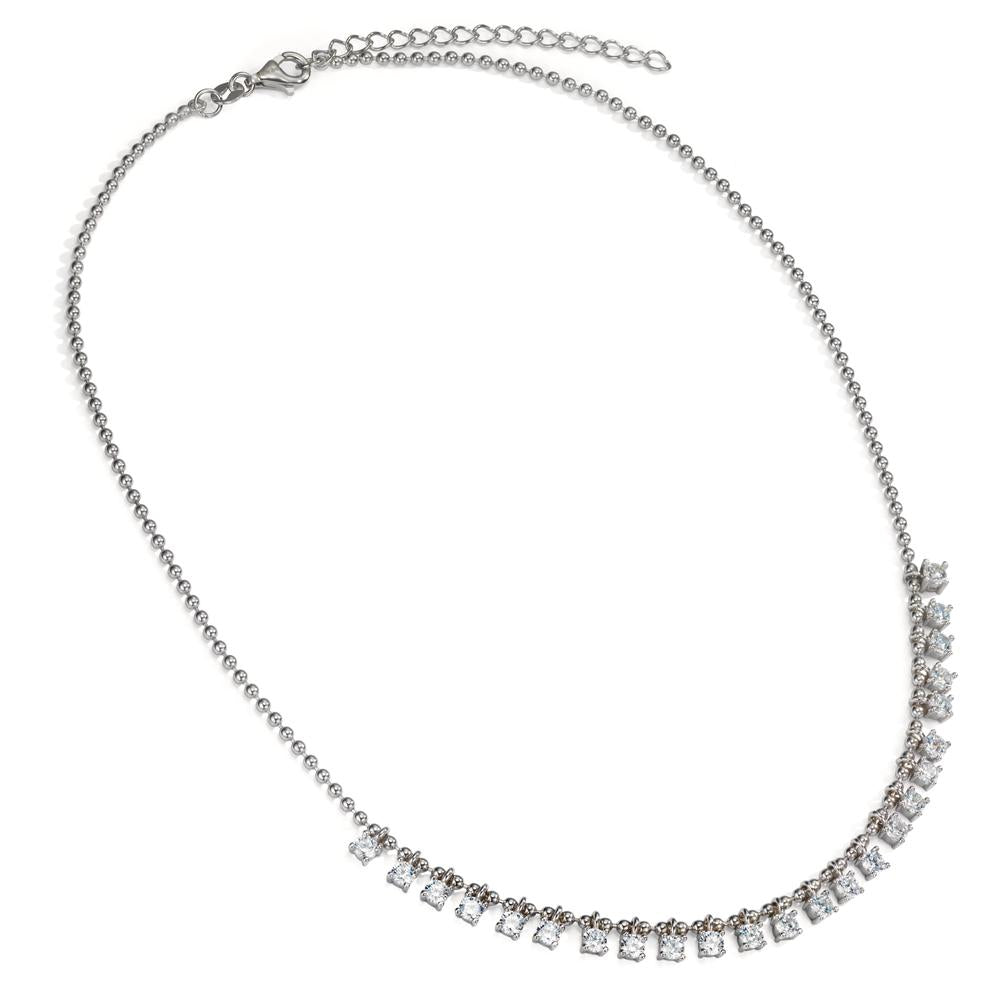 Necklace Silver Zirconia 24 Stones Rhodium plated 37-42 cm