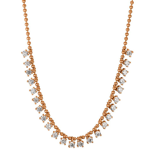 Necklace Silver Zirconia 24 Stones Rose Gold plated 37-42 cm