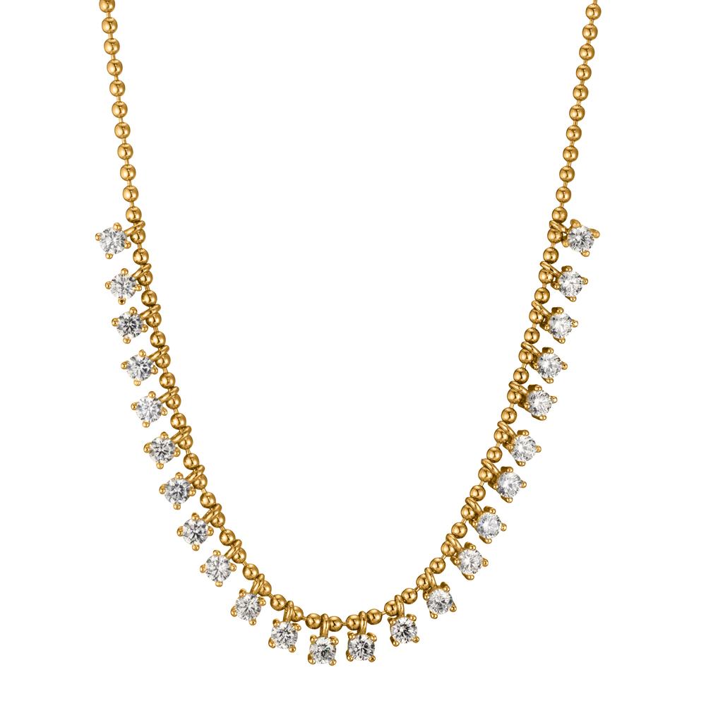 Necklace Silver Zirconia 24 Stones Yellow Gold plated 37-42 cm