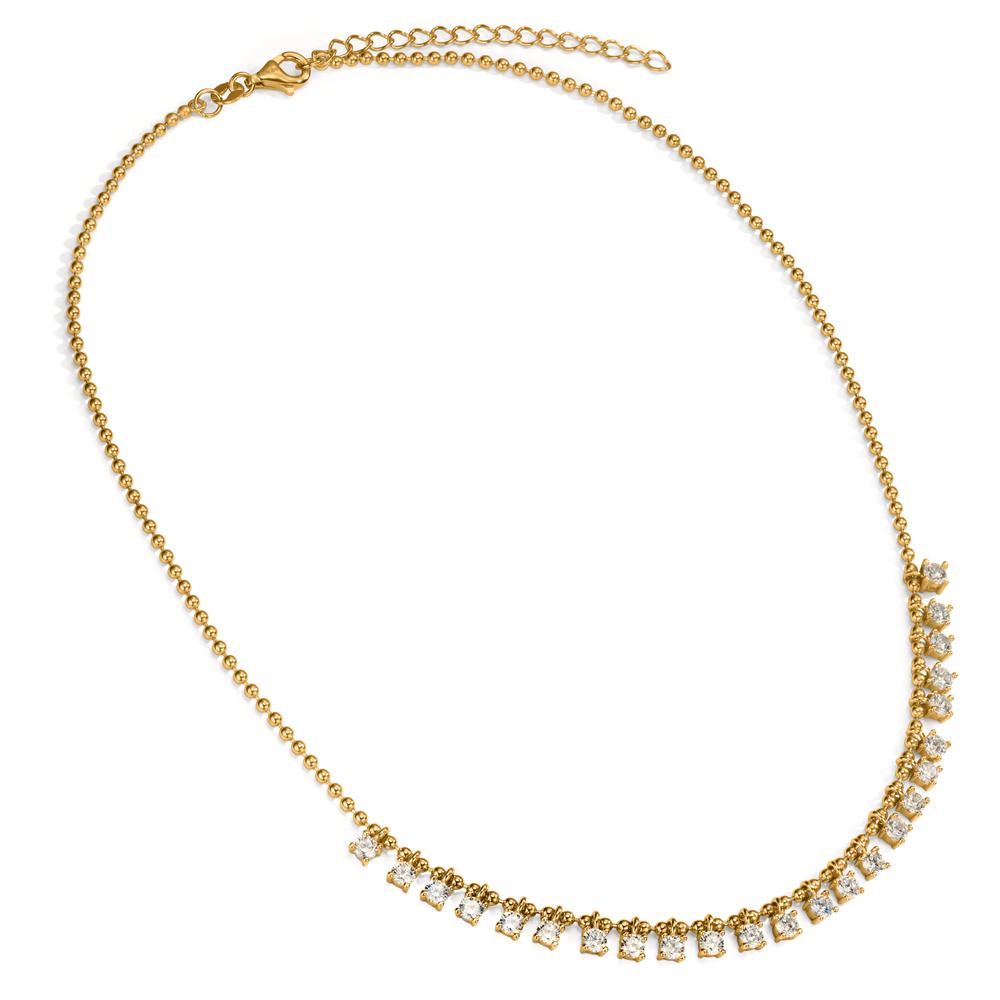 Necklace Silver Zirconia 24 Stones Yellow Gold plated 37-42 cm