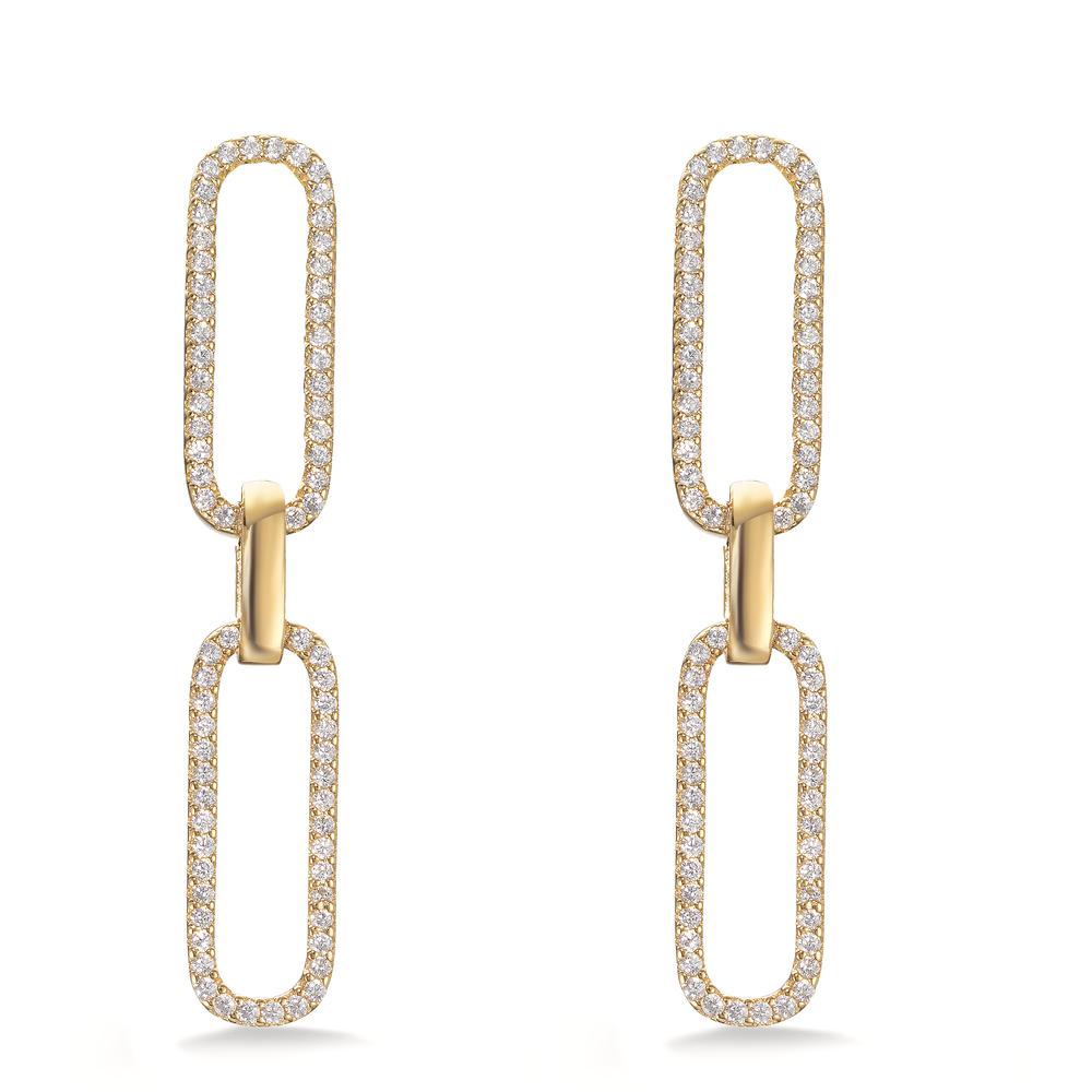 Drop Earrings Silver Zirconia Yellow Gold plated