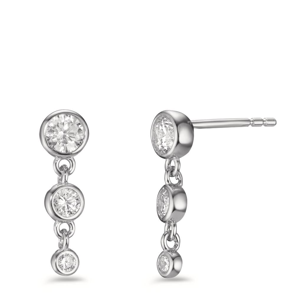 Drop Earrings Silver Zirconia 6 Stones Rhodium plated