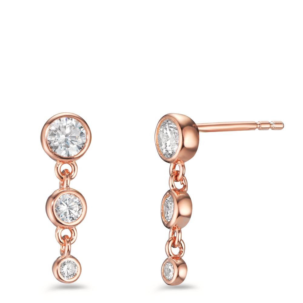 Drop Earrings Silver Zirconia 6 Stones Rose Gold plated