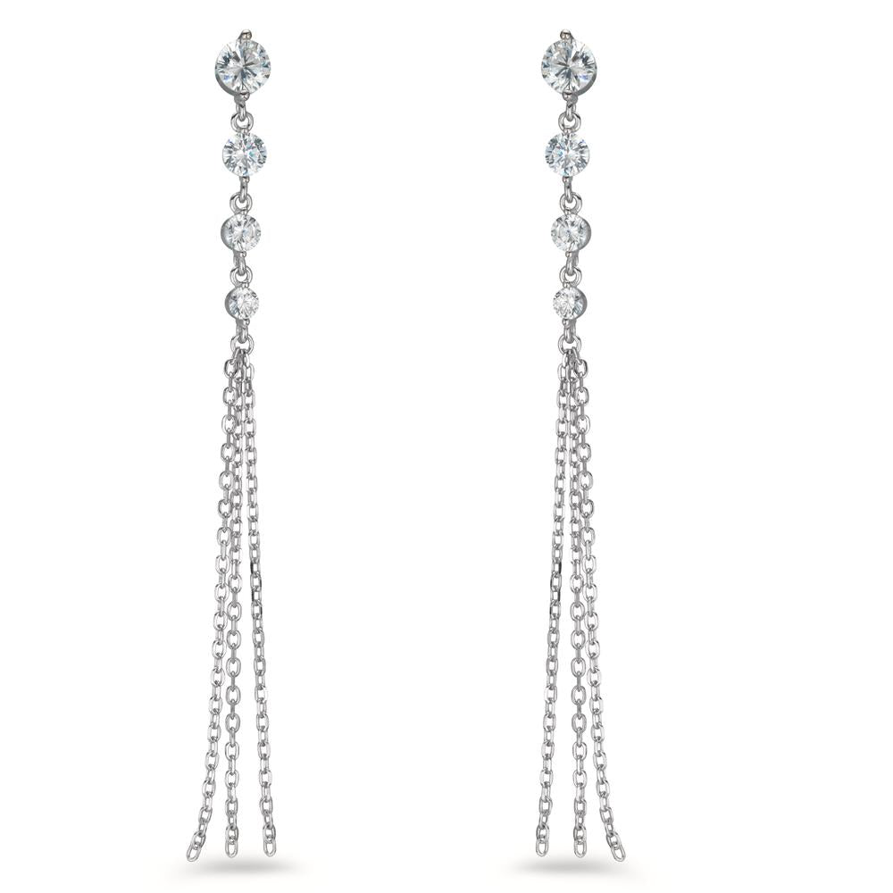 Drop Earrings Silver Zirconia 8 Stones Rhodium plated