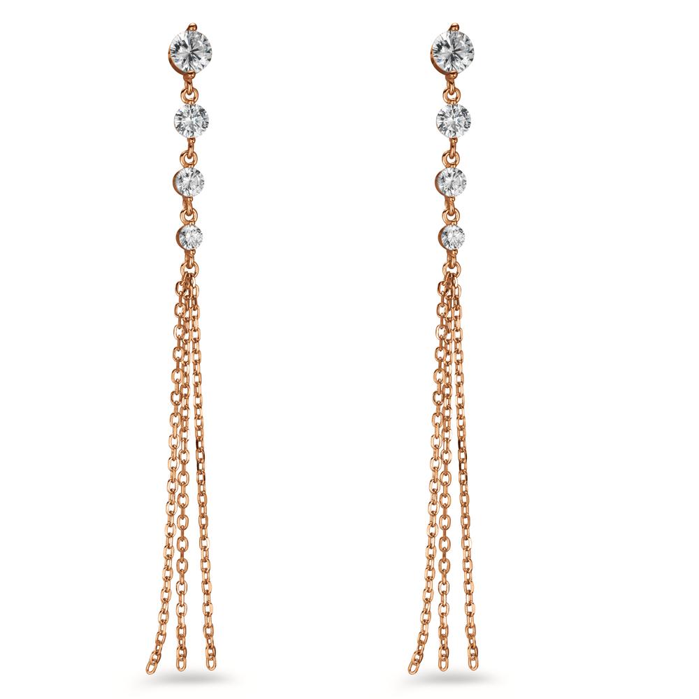 Drop Earrings Silver Zirconia 8 Stones Rose Gold plated