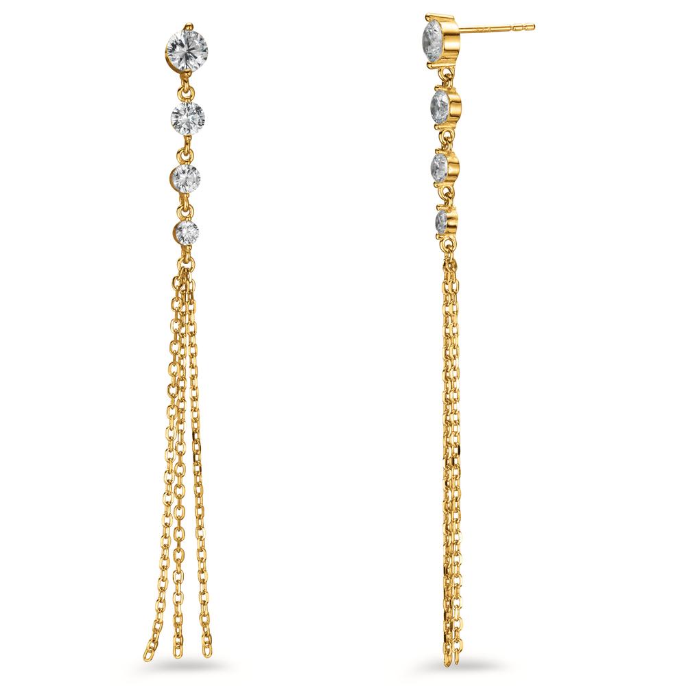 Drop Earrings Silver Zirconia 8 Stones Yellow Gold plated