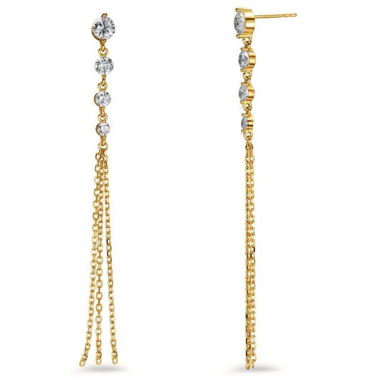 Drop Earrings Silver Zirconia 8 Stones Yellow Gold plated