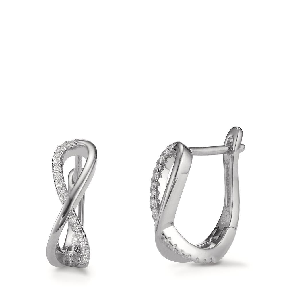 Hinged hoop Silver Zirconia 28 Stones Rhodium plated