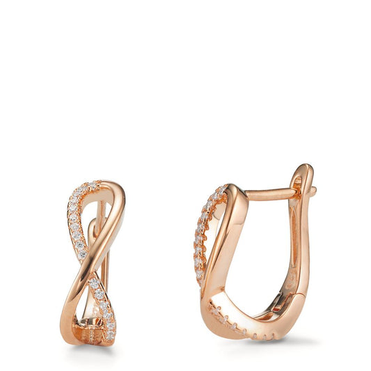 Hinged hoop Silver Zirconia 28 Stones Rose Gold plated