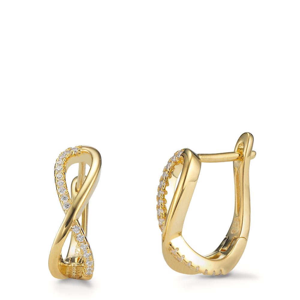 Hinged hoop Silver Zirconia 28 Stones Yellow Gold plated