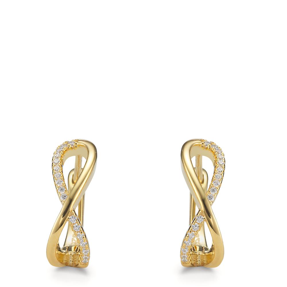 Hinged hoop Silver Zirconia 28 Stones Yellow Gold plated