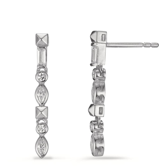 Drop Earrings Silver Zirconia 8 Stones Rhodium plated