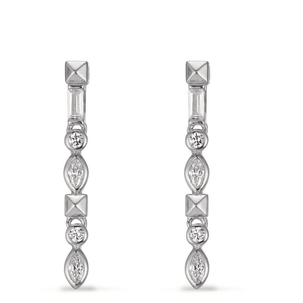 Drop Earrings Silver Zirconia 8 Stones Rhodium plated