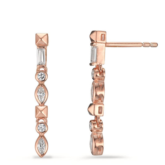 Drop Earrings Silver Zirconia 8 Stones Rose Gold plated