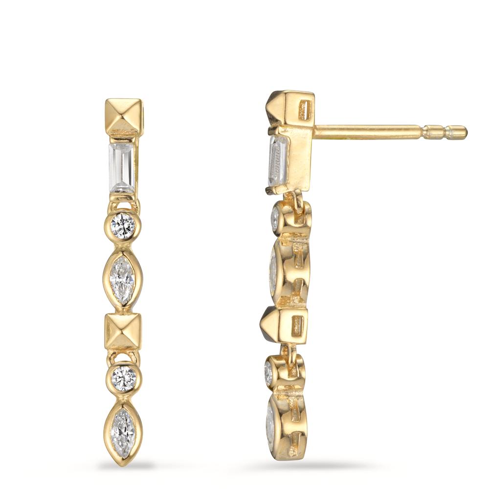 Drop Earrings Silver Zirconia 8 Stones Yellow Gold plated