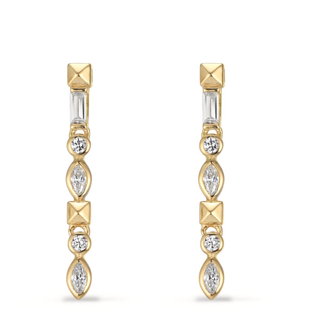 Drop Earrings Silver Zirconia 8 Stones Yellow Gold plated