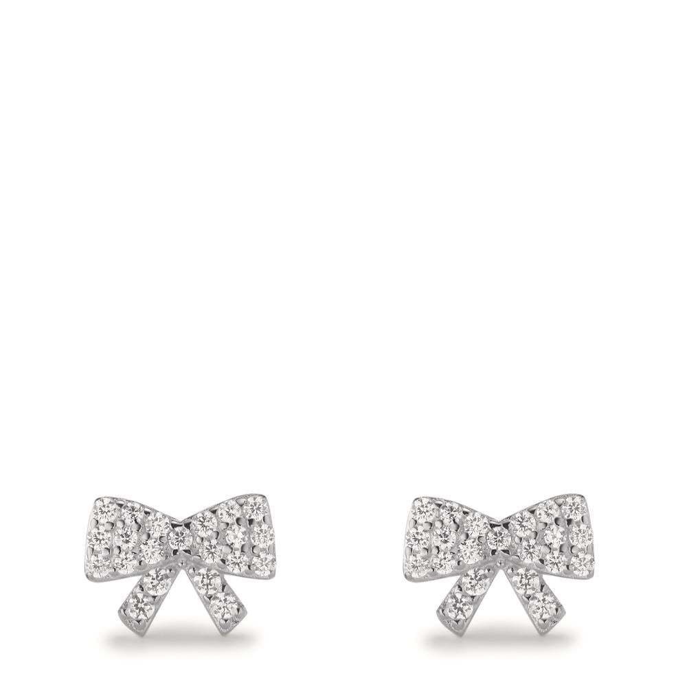 Stud earrings Silver Zirconia Rhodium plated Bow