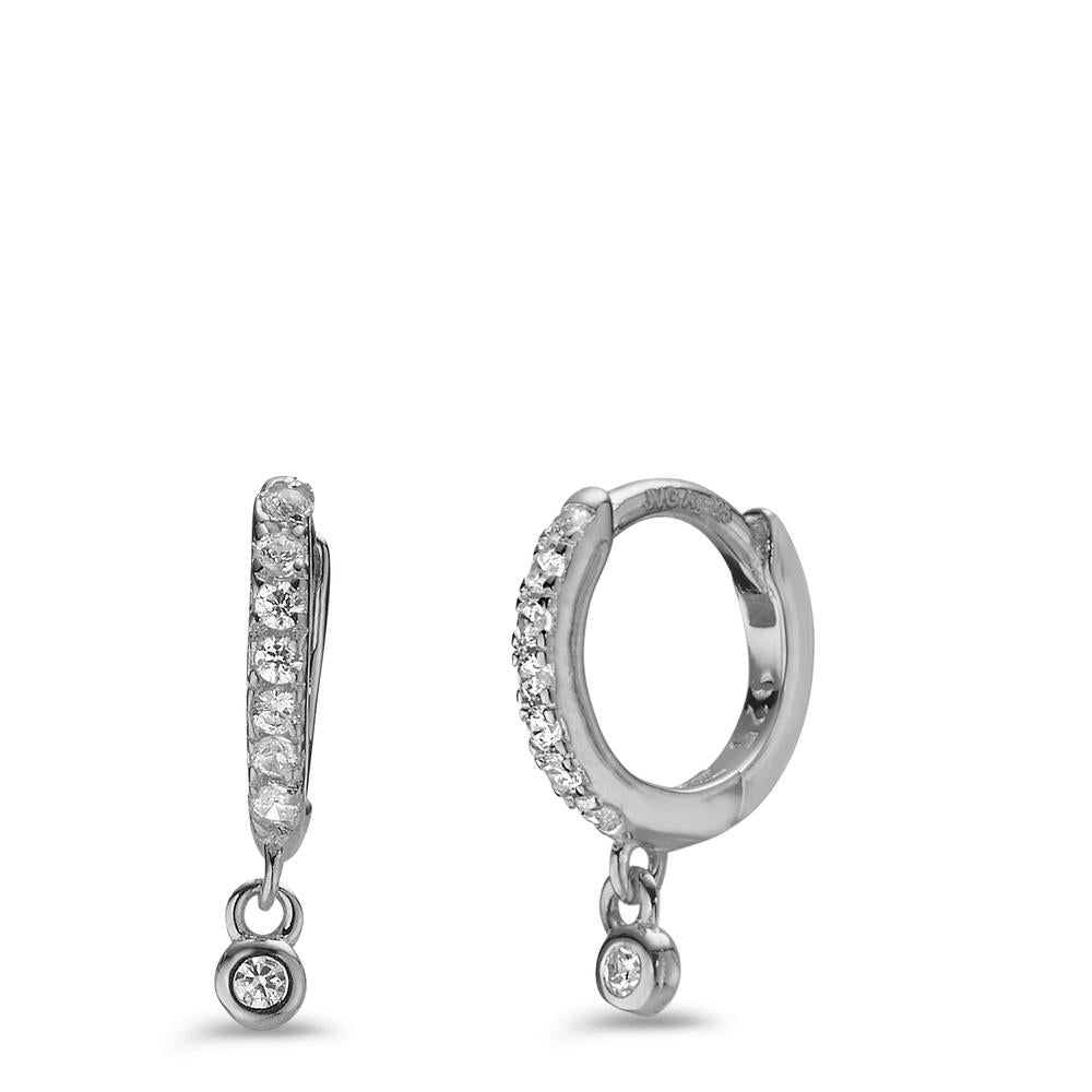 Hinged hoop Silver Zirconia 16 Stones Rhodium plated