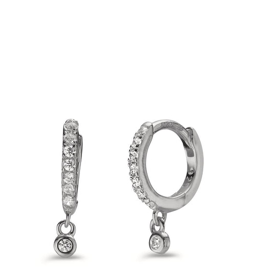 Hinged hoop Silver Zirconia 16 Stones Rhodium plated