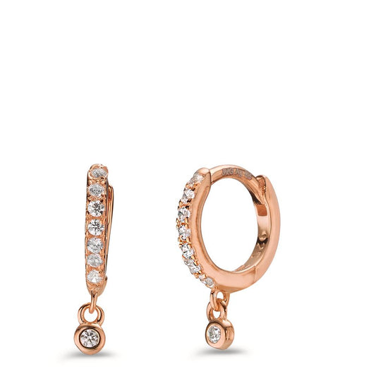 Hinged hoop Silver Zirconia 16 Stones Rose Gold plated