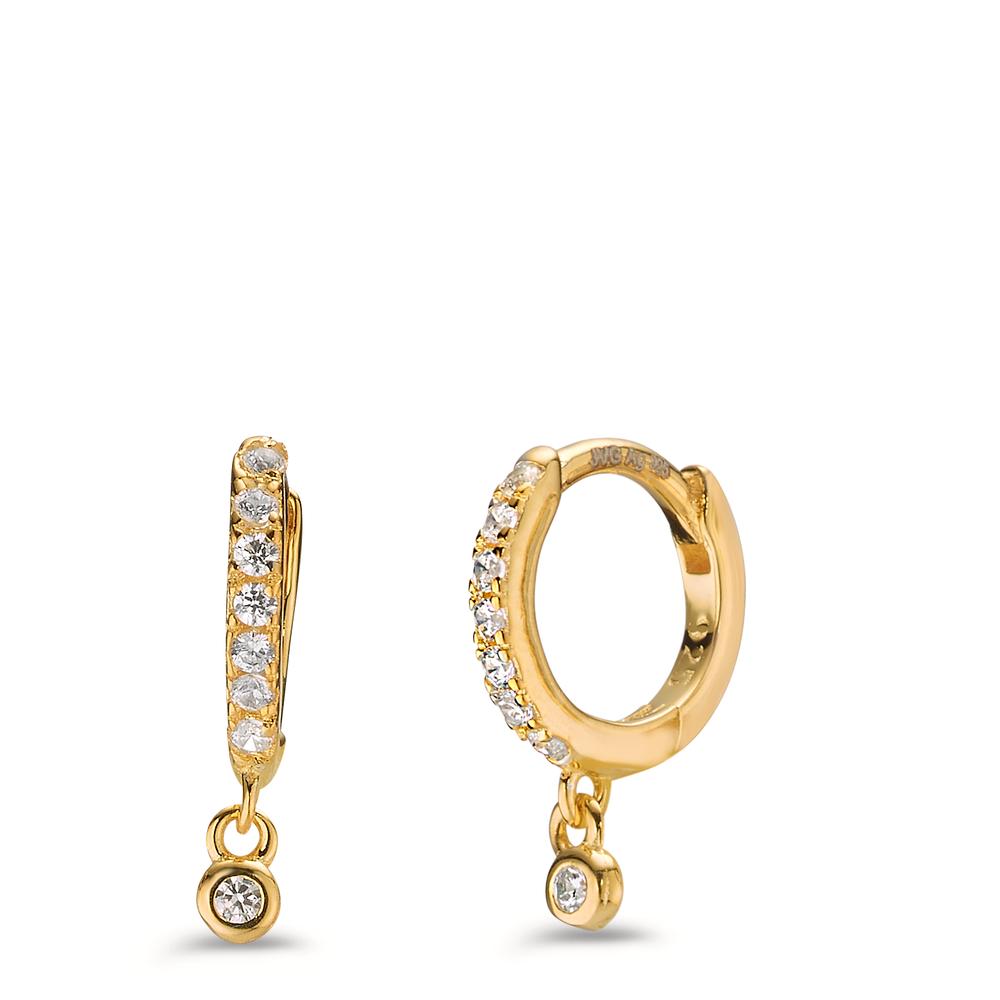 Hinged hoop Silver Zirconia 16 Stones Yellow Gold plated