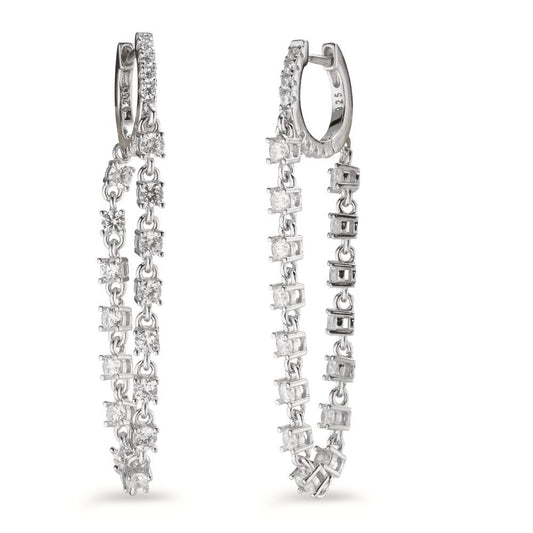 Hinged hoop Silver Zirconia 46 Stones Rhodium plated