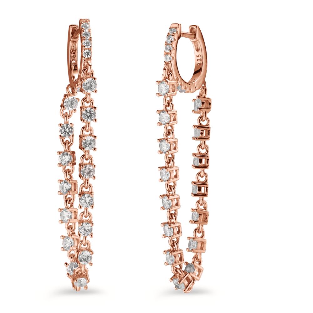 Hinged hoop Silver Zirconia 46 Stones Rose Gold plated