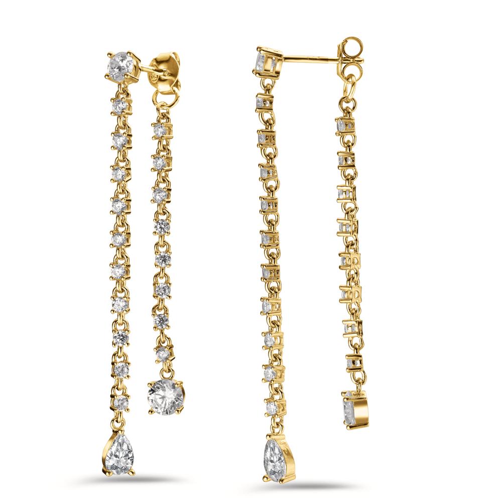 Drop Earrings Silver Zirconia 42 Stones Yellow Gold plated