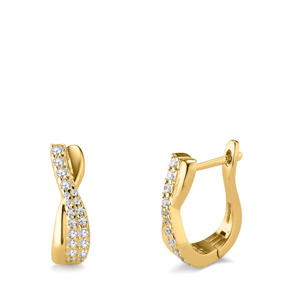 Hinged hoop Silver Zirconia Yellow Gold plated