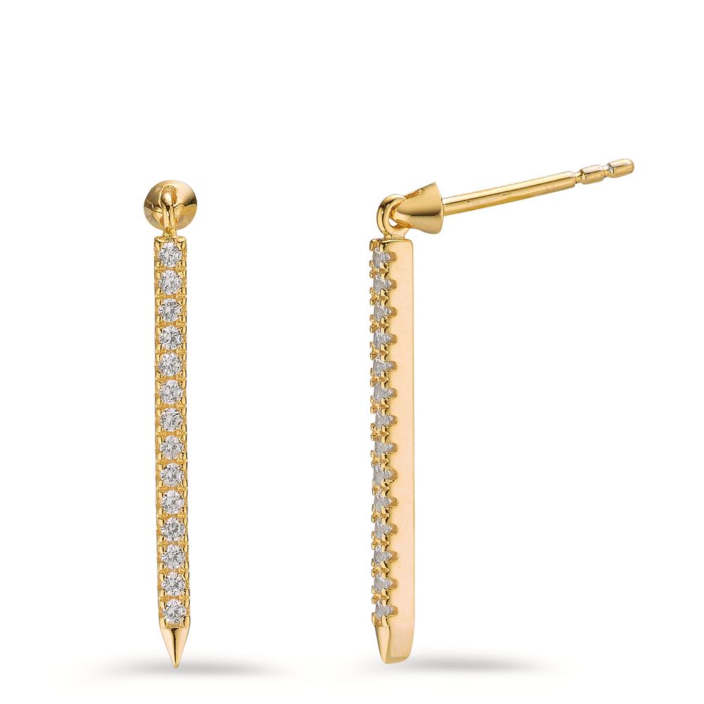 Drop Earrings Silver Zirconia 28 Stones Yellow Gold plated