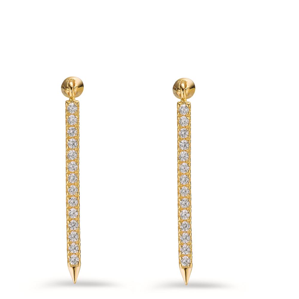 Drop Earrings Silver Zirconia 28 Stones Yellow Gold plated