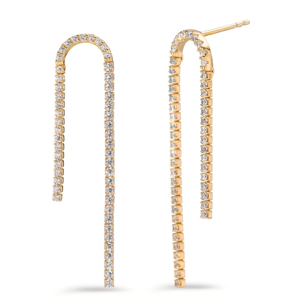 Drop Earrings Silver Zirconia 100 Stones Yellow Gold plated